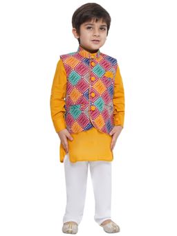 AJ Dezines - Cotton Printed Kurta and Pyjama with Jacket for Boys (Set of 3)