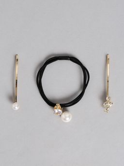 EL REGALO - Kids Girls Hairband and Hairpin Black and Gold (Set of 3)