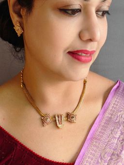 GRIIHAM - Gold Plated Temple Design Short Necklace