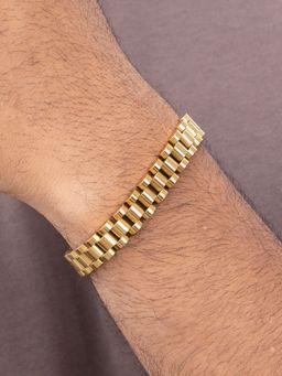 AQUASTREET - Wide Link Watch Strap 18K Gold Plated Waterproof Anti-Tarnish Bracelet
