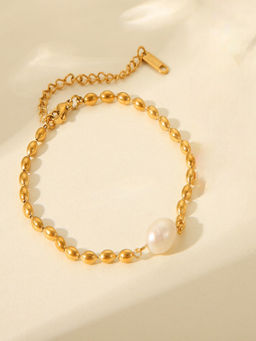 AQUASTREET - Pearl Chain 18K Gold Plated Waterproof Anti-Tarnish Bracelet