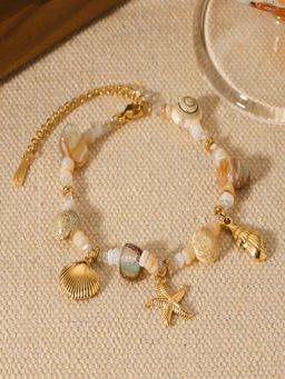 AQUASTREET - Starfish, Shell and Sea Charms 18K Gold Plated Waterproof Anti-Tarnish Bracelet