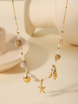 AQUASTREET - Starfish, Shell and Sea Charms 18K Gold Plated Waterproof Anti-Tarnish Necklace