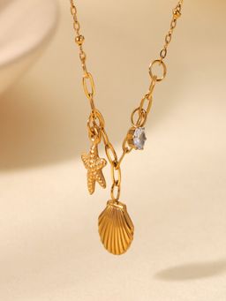 AQUASTREET - Fish and Zircon Charms 18K Gold Plated Waterproof Anti-Tarnish Necklace