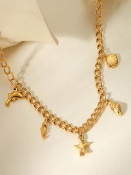AQUASTREET - Starfish and Sea Charms 18K Gold Plated Waterproof Anti-Tarnish Necklace