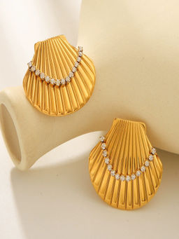 AQUASTREET - Zircon Shell 18K Gold Plated Waterproof Anti-Tarnish Earrings