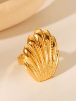 AQUASTREET - Bold Shell Statement 18K Gold Plated Waterproof Anti-Tarnish Ring