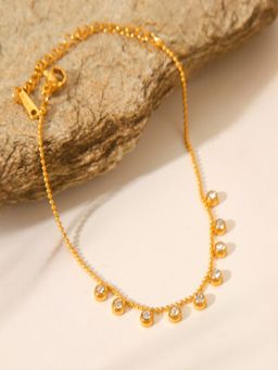 AQUASTREET - Round Zircon 18K Gold Plated Waterproof Anti-Tarnish Bracelet