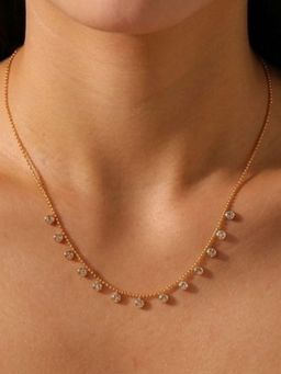 AQUASTREET - Round Zircon 18K Gold Plated Waterproof Anti-Tarnish Necklace