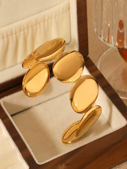 AQUASTREET - Adjustable Oval 18K Gold Plated Waterproof Anti-Tarnish Cuff