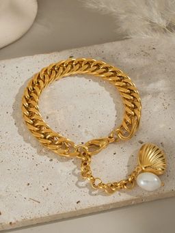 AQUASTREET - Pearl Shell Chain 18K Gold Plated Waterproof Anti-Tarnish Bracelet