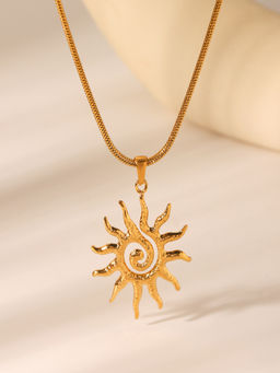 AQUASTREET - Beach Style Sun Pendant 18K Gold Plated Waterproof Anti-Tarnish Necklace