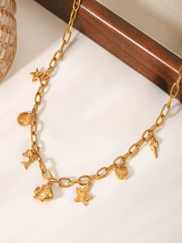 AQUASTREET - Fish and Sea Charms 18K Gold Plated Waterproof Anti-Tarnish Necklace