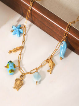 AQUASTREET - Fish and Sea Charms 18K Gold Plated Waterproof Anti-Tarnish Necklace