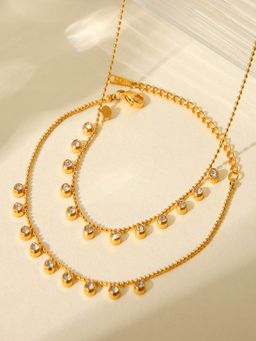 AQUASTREET - Zircon 18K Gold Plated Waterproof Anti-Tarnish Necklace and Bracelet