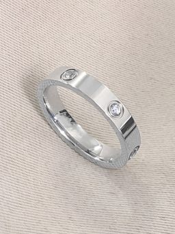 AQUASTREET - Round Zircon Minimal 18K Silver Plated Waterproof Anti-Tarnish Ring