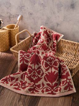 Fabindia - Red Cotton Woven Kamal Towel