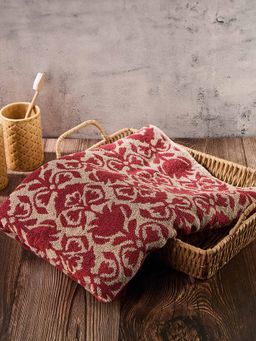 Fabindia - Red Cotton Woven Kamal Towel