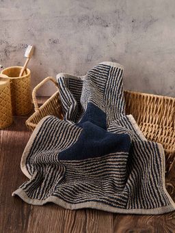 Fabindia - Navy Cotton Woven Ladder Stripe Towel