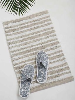 Fabindia - Beige Cotton Woven Bathmat