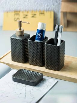 Ekhasa - Ceramic Bathroom Accessories Black (Pack of 4)