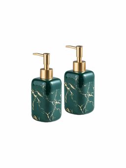 Ekhasa - Ceramic Handwash Dispenser Bottle 300 ml, Green (Pack of 2)