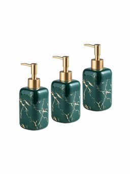Ekhasa - Ceramic Handwash Dispenser Bottle 300 ml, Green (Pack of 3)