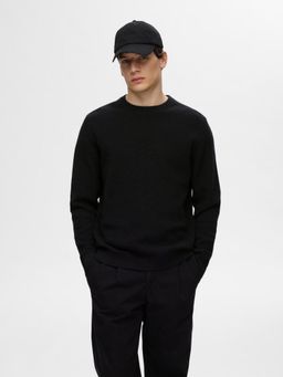 Selected - Men Black Organic Cotton Pullover Sweater