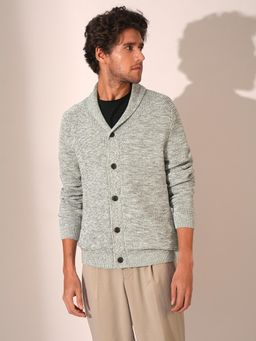 Selected - Grey Shawl Neck Knitted Cardigan