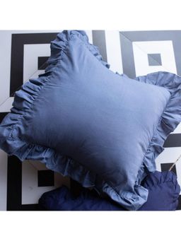 House of Ekam - Solid Grey Ruffle Cushion Cover