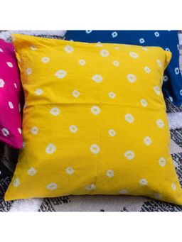 House of Ekam - Yellow Bandhani Cushion Cover