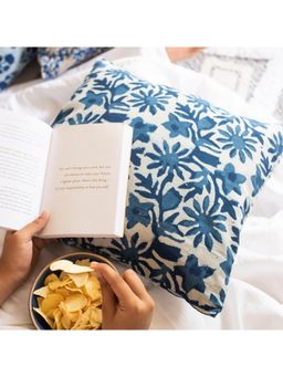 House of Ekam - Indigo Floral Cushion Cover