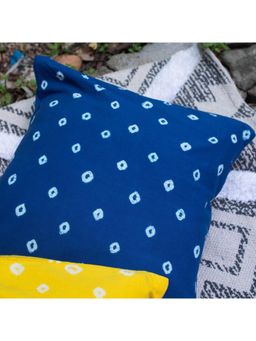 House of Ekam - Blue Bandhani Cushion Cover