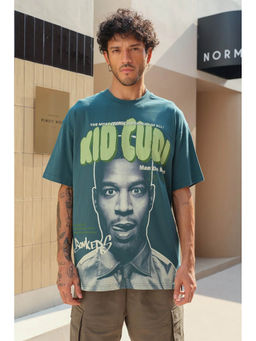 Bonkers Corner - Bottle Green Kid Cudi Oversized T-Shirt