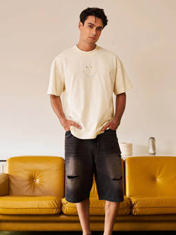 Bonkers Corner - Smiley Embroidered Oversized T-shirt