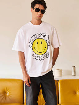 Bonkers Corner - White Bonkers X Smiley Oversized T-shirt