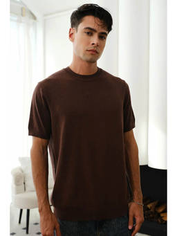 Bonkers Corner - Brown Knit Round Neck T-shirt