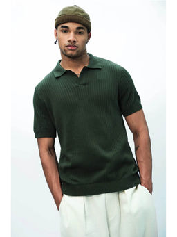 Bonkers Corner - Olive Knit Polo T-shirt