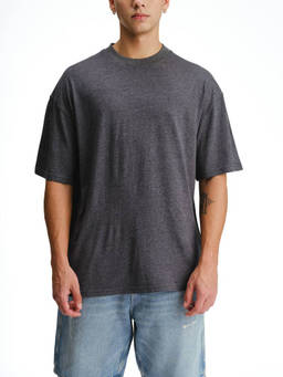 Bonkers Corner - Solid Dark Grey Melange Soft Jersey Oversized T-shirt