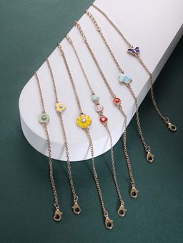 Zaveri Pearls - Set of 7 Multicolor Enamel Contemporary Stack Bracelets-ZPFK14547