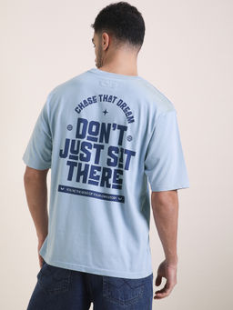 Difference of Opinion - Mens Blue Oversized Acid Wash T-Shirt