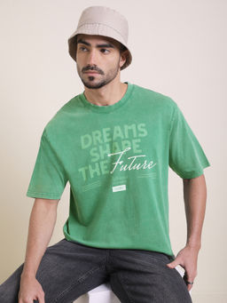 Difference of Opinion - Mens Green Oversized Acid Wash T-Shirt