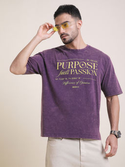 Difference of Opinion - Mens Lavender Oversized Acid Wash T-Shirt