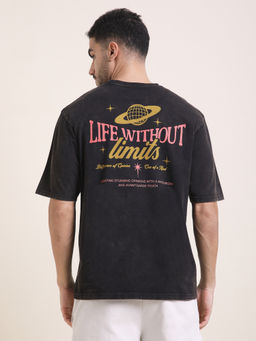 Difference of Opinion - Mens Black Oversized Acid Wash T-Shirt