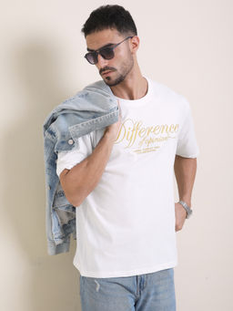 Difference of Opinion - Mens White Oversized Embroidery T-Shirt