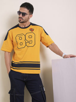 Difference of Opinion - Mens Yellow Oversized Short Sleeve Printed T-Shirt