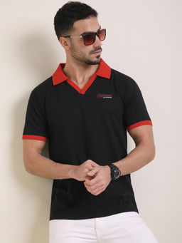 Difference of Opinion - Mens Black Relaxed Fit Polo T-Shirt