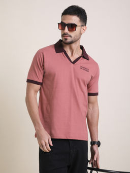 Difference of Opinion - Mens Pink Relaxed Fit Embroidery Polo T-Shirt