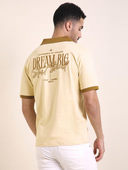 Difference of Opinion - Mens Yellow Relaxed Fit Embroidery Polo T-Shirt