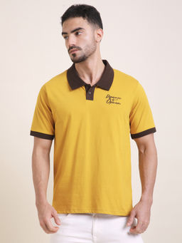Difference of Opinion - Mens Yellow Relaxed Fit Embroidery Polo T-Shirt